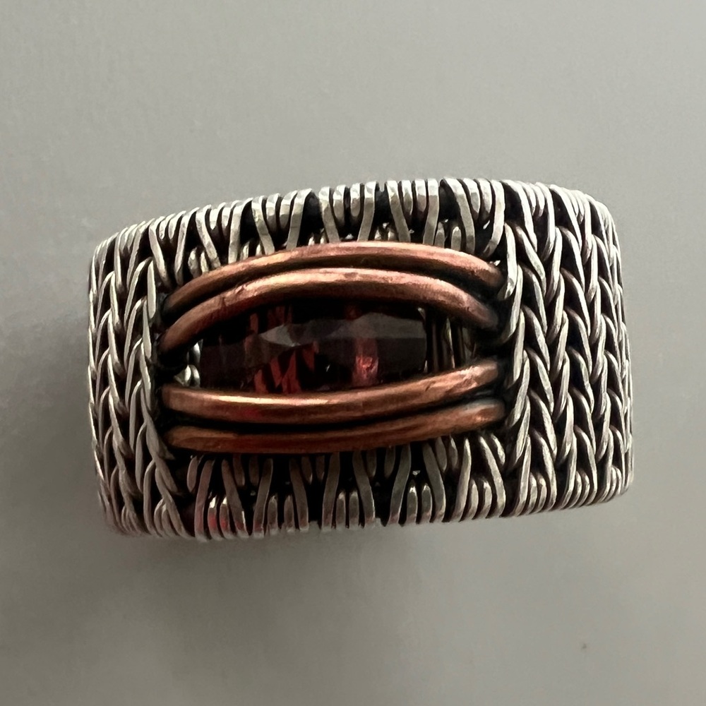 Custom Made Sterling Silver Amber Ring For Men